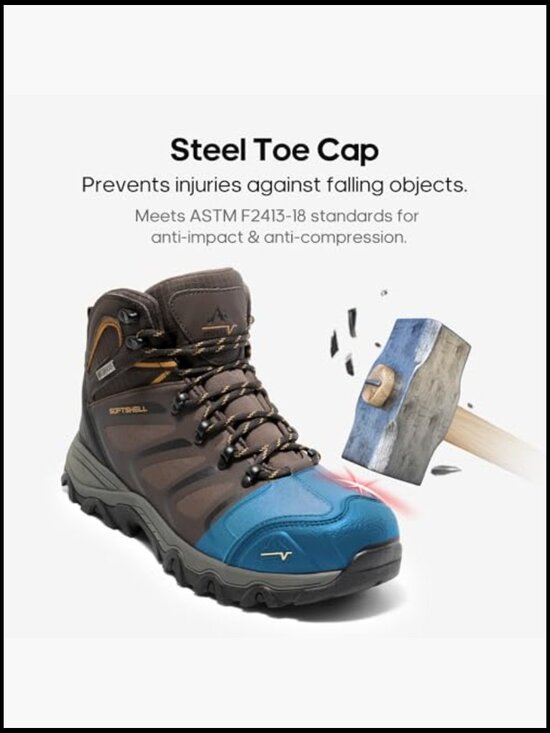 Men\'s Steel Toe Waterproof Work Boots Safety Construction Ankle Boot Lace Up